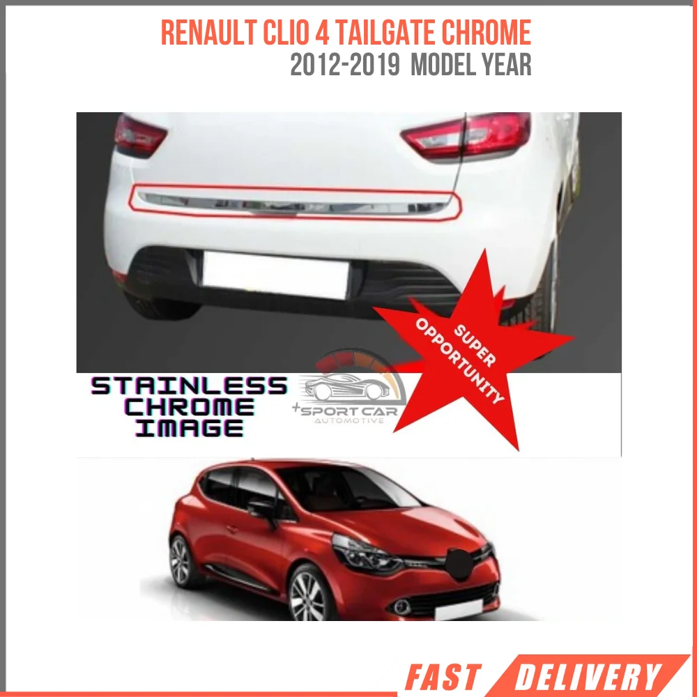 For Renault Clio 4 Chrome tailgate trim 2012 2013 2014 2015 2016 2017 2018 2019 Auto car styling accessory