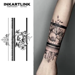 Mandala Armlet Temporary Tattoo,Lasts To 15 Days New Technology Magic Waterproof Semi Permanent Sticker.