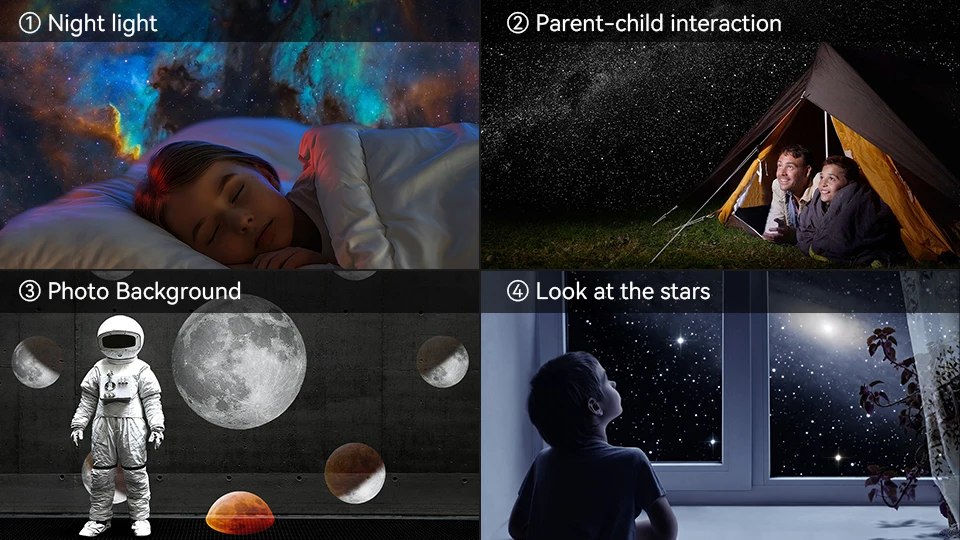 Nachtlicht Galaxie-Projektor Sternenhimmel-Projektor 360° ° Rotierende Planetariumslampe für Kinderzimmer Valentinstagsgeschenk Hochzeitsdeko – Detail 7