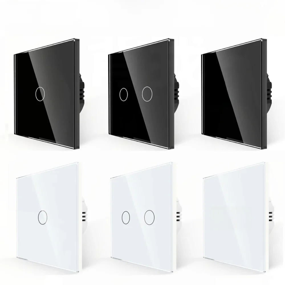 AXUS EU interrupteur tactile AC100-240V panneau de rétro-éclairage Led verre trempé applique murale interrupteurs sensoriels 1/2/3 Gang Interruttore