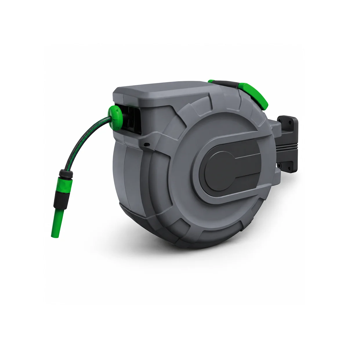 Manguera de Jardín Retráctil con Enrollador Automático de Pared, Disponible en 15 m y 20 m, con Pistola de Riego y Conectores 1/2”, Ideal para Jardín, Terraza, Patio y Limpieza Exterior