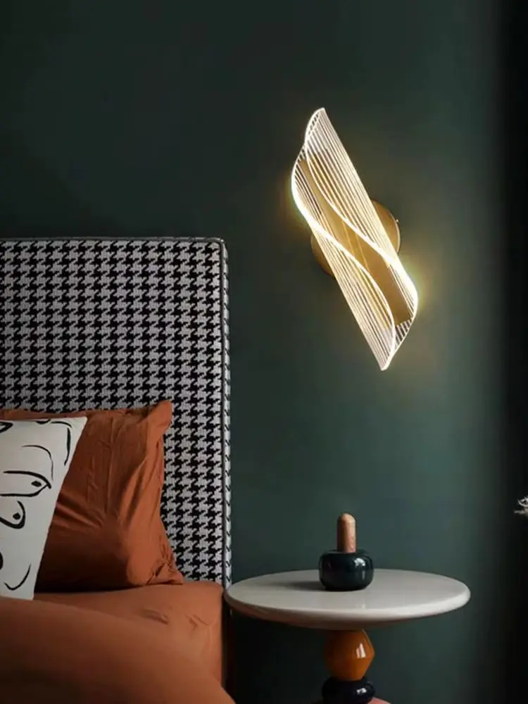 LED Innen-Wandleuchte, 12W Dimmbare Moderne Wandlampe Gold, Acryl Innen-Wandbeleuchtung für Schlafzimmer, Flur, Veranda – Detail 6