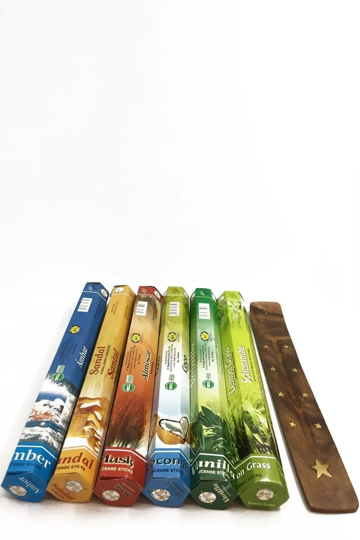 Incense Sticks 120 Pieces 6 Kinds Of Amber, Sandalwood, Musk, Coconut, Vanilla, Lemongrass And Incense Boat Incense Mix 9