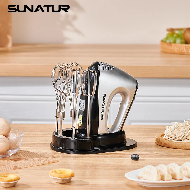 SUNATUR Electric Kitchen Blender Machine: Handheld Beater Processor, Supports Cake Cream Egg Mixing - Essential Home Appliance