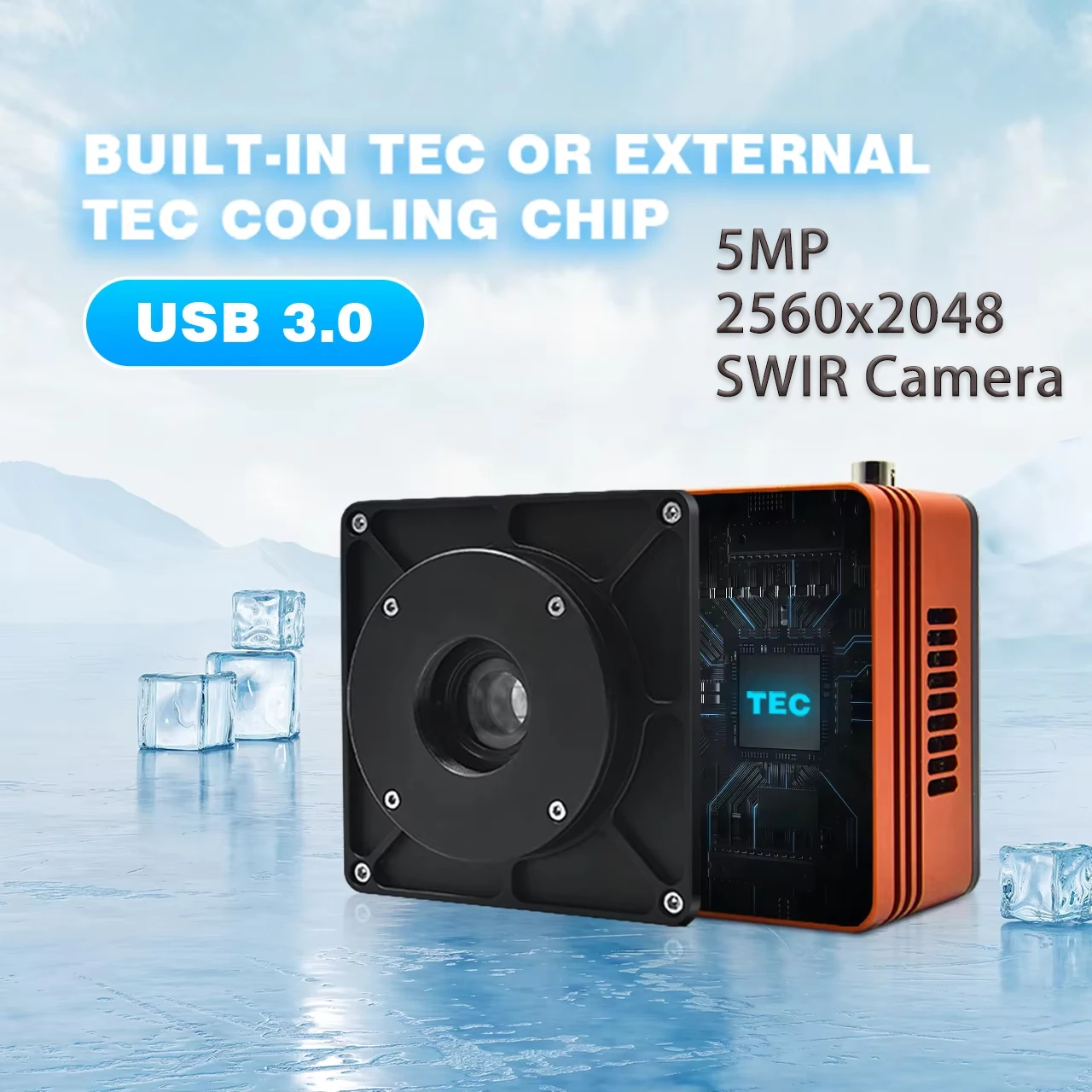 2560x2048 SWIR Camera IMX992 Sensor Chip High Frame Rate Infrared Area Scan With Built-in/External Cooling Tec And Lens Vision