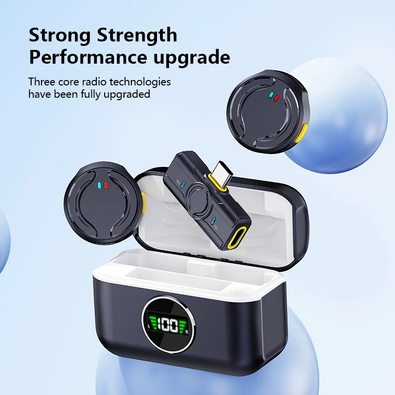 ميكروفون Lavalier لاسلكي محمول من النوع C مع مشبك خلفي مغناطيسي للحد من الضوضاء وميكروفون الراديو #6