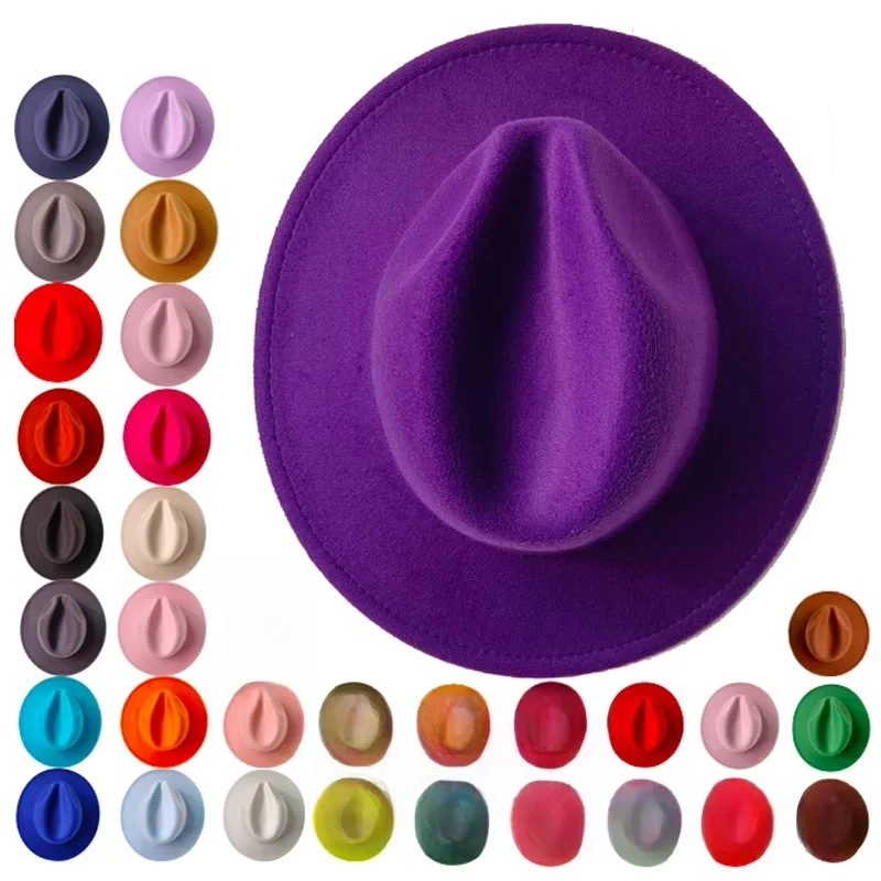 Chapeau Fedora pour femmes et hommes, chapeau d'hiver, vente en gros, bord large, classique, coloré, pour mariage, église, Gorras para hombres, nouveau chapeau
