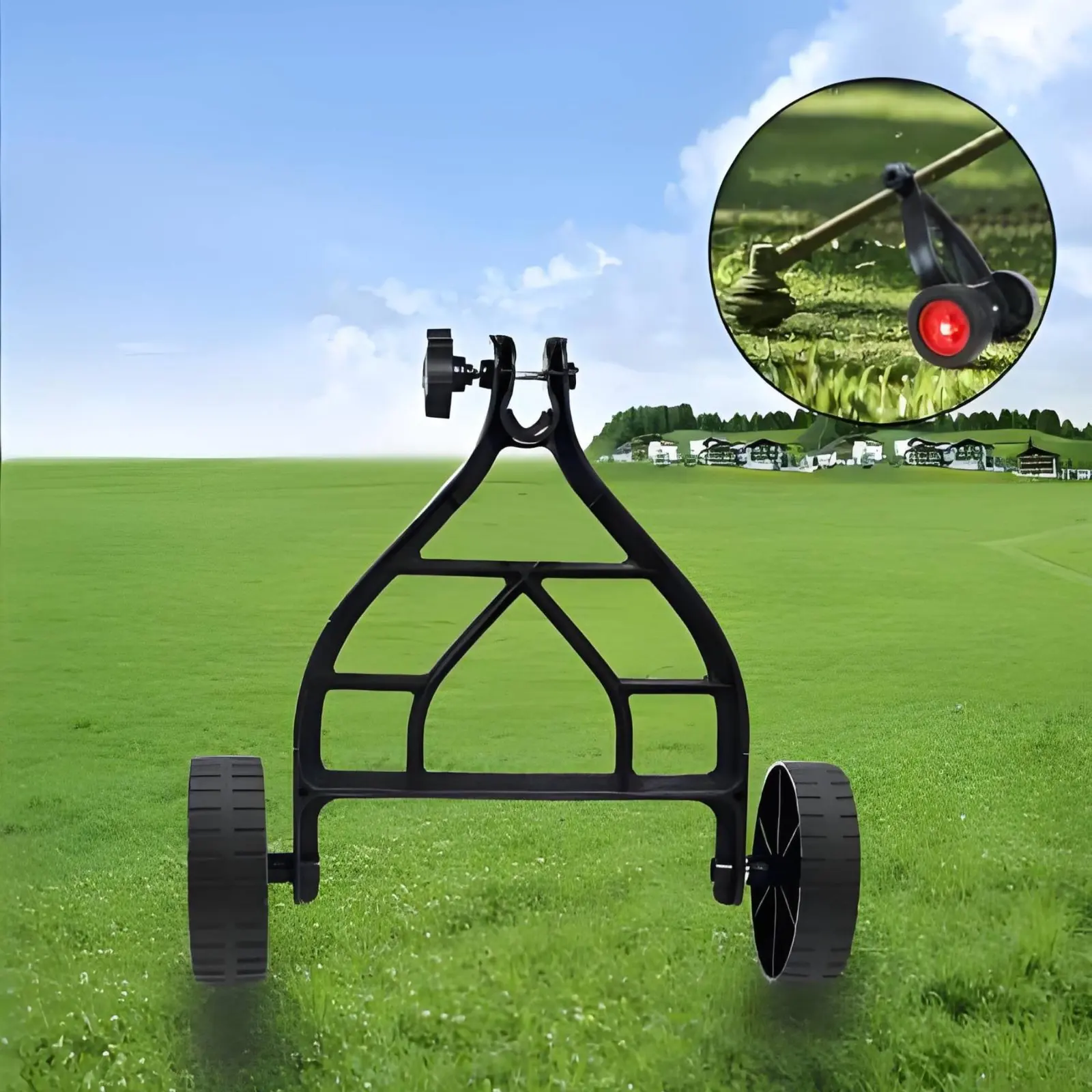 String Trimmer Support Wheels Adjustable Height Grass Cutter Rolling Guide Labor Saving Universal Weed Eater Wheel for Lawn Yard
