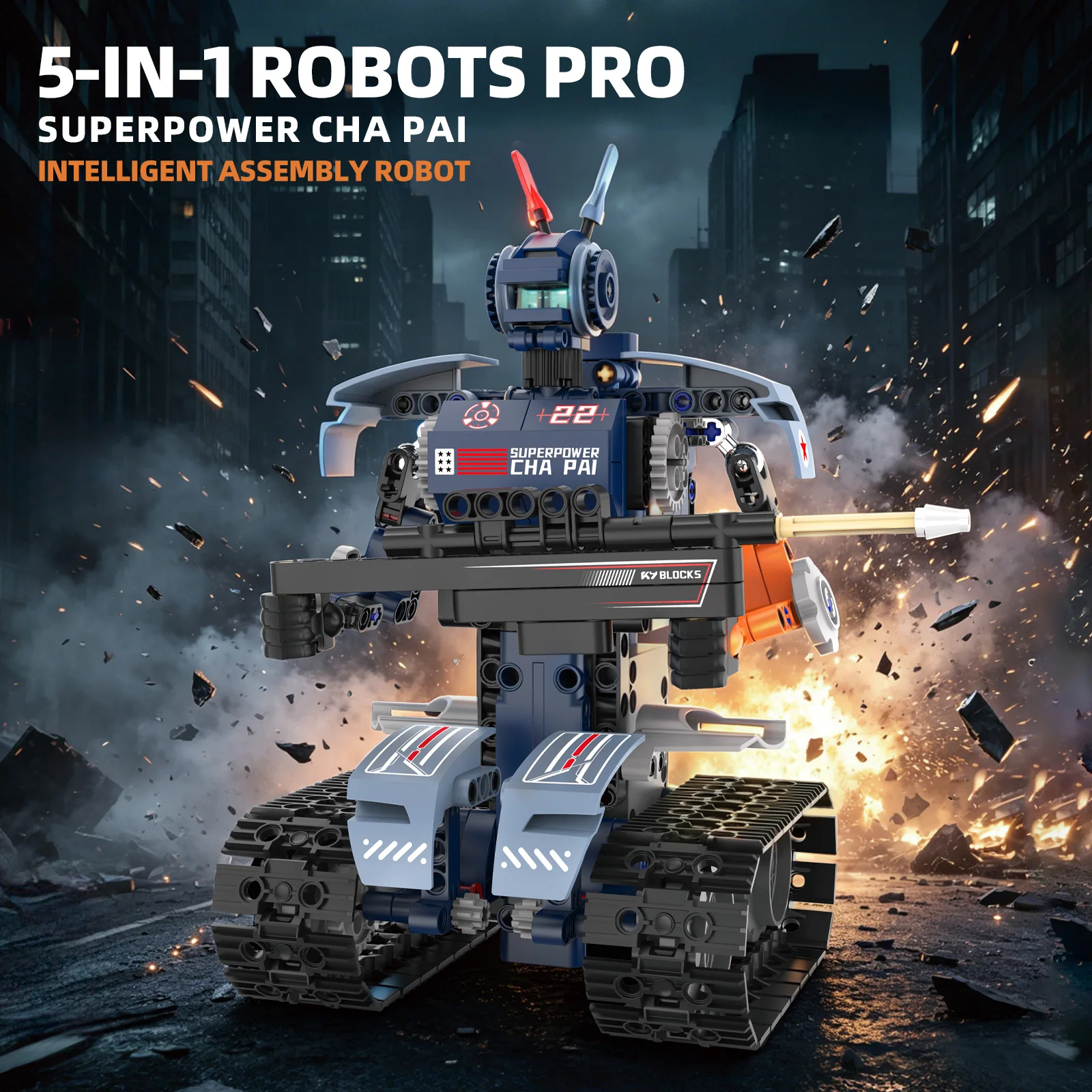 MOC 342PCS RC World Police Robot 5 in 1 DIY Building Block Set Creative Puzzle Toy for Home Decoration Birthday Gift