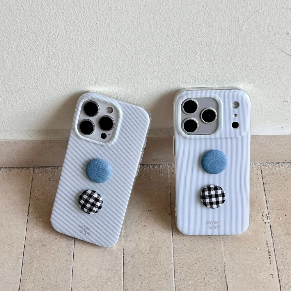 

Korean INS striped button phone case for 17 16 ProMax14 15Pro Fundas fashion simple new shockproof protective case for 14 fundas