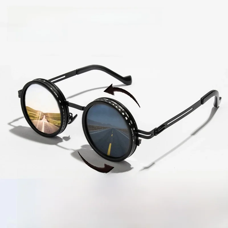 AliExpress Cycling Polarized ND9 Adjustable Dimming Sun Glasses Men Women Round Sunglasses Retro Punk Men's Fishing Eyeglasses Shades UV400