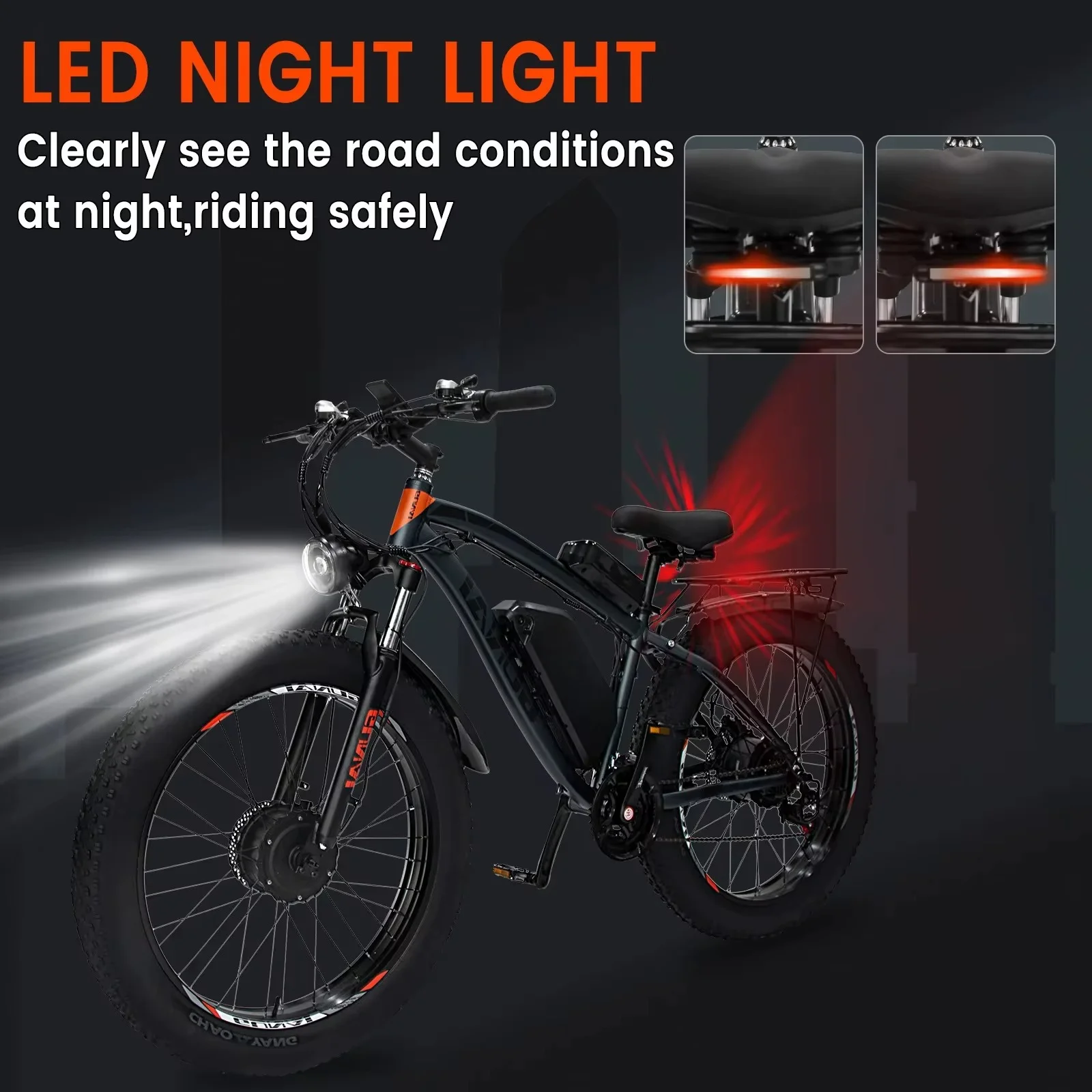 GUNAI-bicicletas eléctricas para adultos, Ebike con Motor Dual de 2000W, neumático ancho de 26 pulgadas, 55 km/h, 21 velocidades, batería de 48V y 23Ah, disponible en Europa