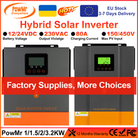 PowMr 3.2KW 2KW 1.5KW 1KW Hybrid Solar Inverter 12V 24V Battery to 230VAC Pure Sine Wave Output With MPPT 80A Solar Controller