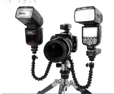 Podwójne ramię aparat fotograficzny regulowany uchwyt na wspornik lampy błyskowej makro shot do latarka statywu — zdjęcie 2