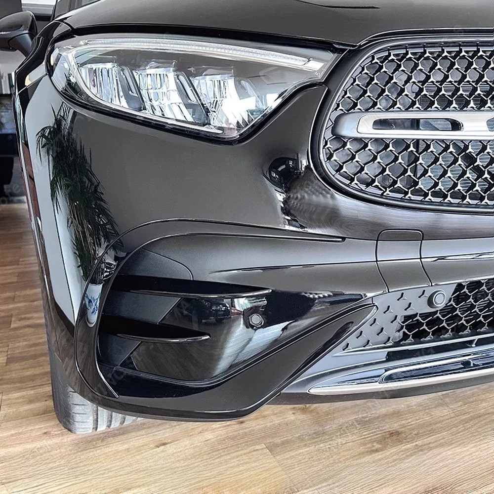Czarny błyszczący przedni zderzak samochodowy Splitter boczny Spoiler atrapa wylotu powietrza dla Mercedes Benz GLC klasy X254 GLC260 GLC300 AMG 2023 + — zdjęcie 2