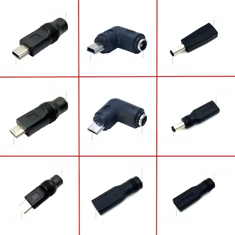 DC5.5 * 2.1mm mâle femelle vers USB Mini 5P Micro 5P type-c mâle femelle adaptateur coude téléphone Android adaptateur d'alimentation cc 5V Interface