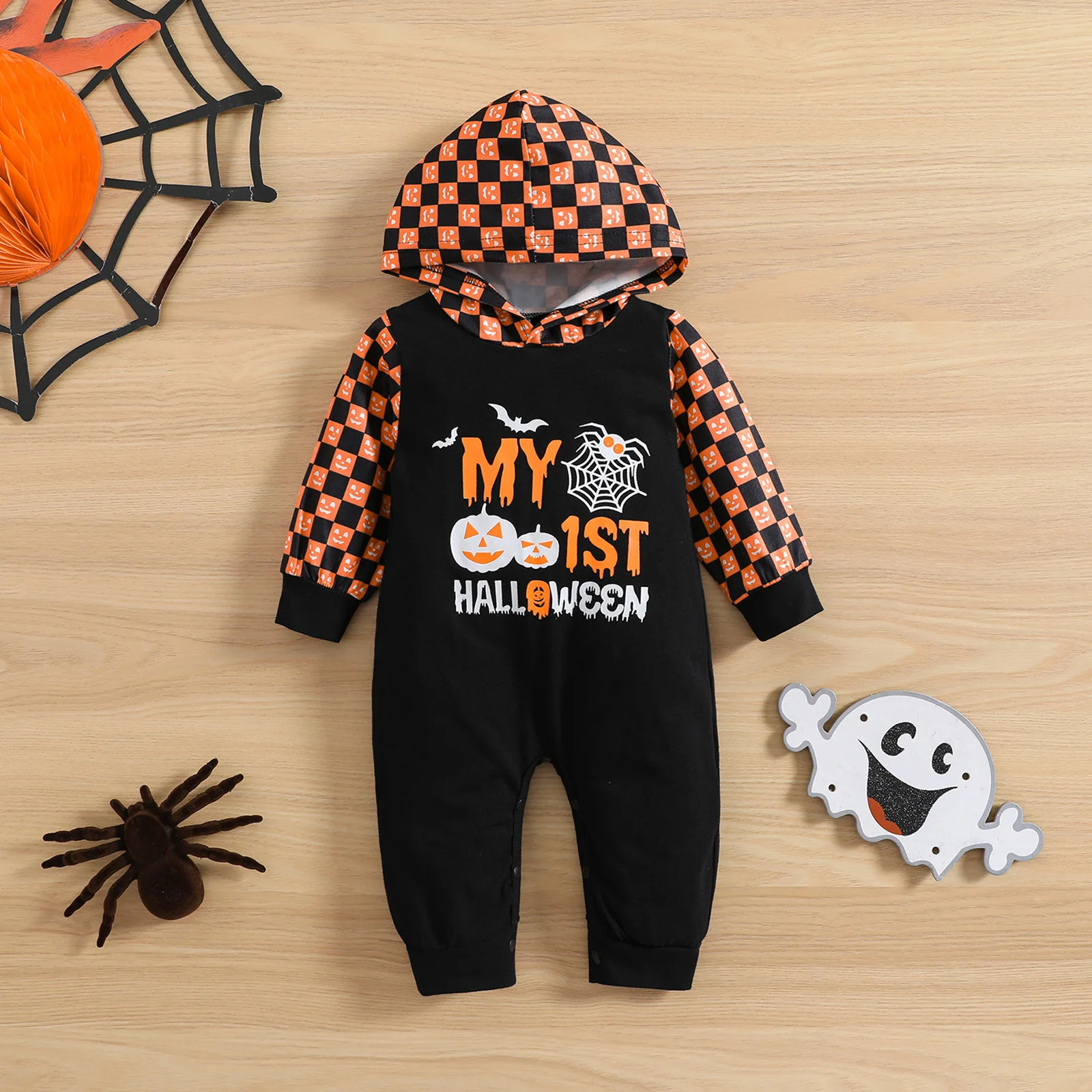 Wholesale 2022 Halloween Pumpkins Skulls Printed Baby Clothes 3month To 4Years Holiday Romper Halloween Kids Boutique Clothing