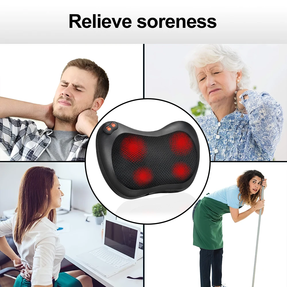 متعددة الوظائف الرقبة مدلك الكتف الخصر الظهر سيارة المنزل وسادة تدليك عنق الرحم 3 سرعات #6