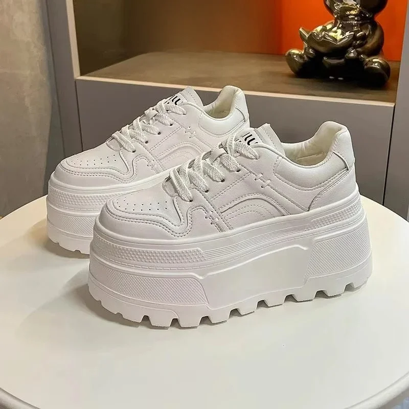 Buty damskie na platformie antypoślizgowe damskie buty do biegania designerskie buty wulkanizowane sznurowane odporne na zużycie trampki dla kobiet 2025 nowość — zdjęcie 2