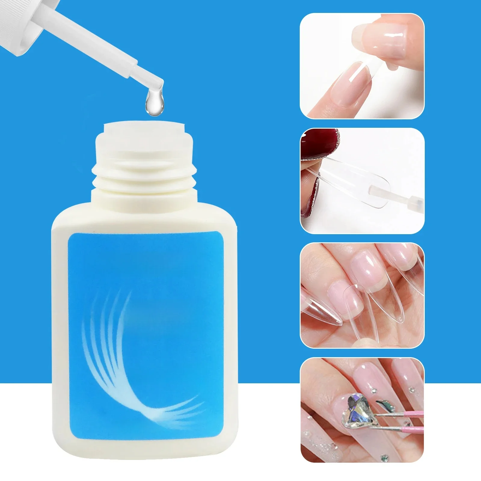 Colle adhésive pour ongles à séchage rapide, 5 pièces, colle professionnelle pour faux ongles, acrylique, strass, décoration, extension