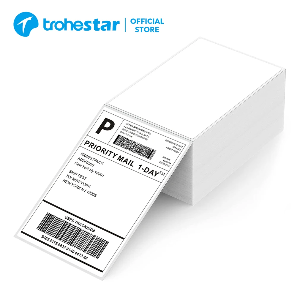 

4X6in Thermal Shipping Labels Shipping Label paper rolls for thermal printer Compatible with Zebra Sticker Printer 500page lable