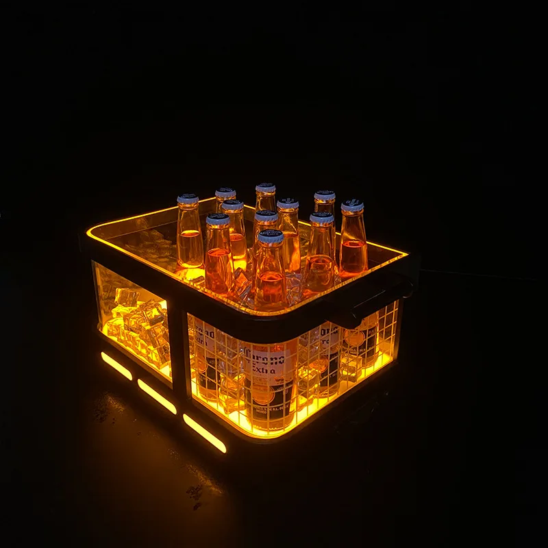 LED luminous double-layer iron art ice bucket bar KTV beer frame high-value internet celebrity ice pattern cocktail bucket