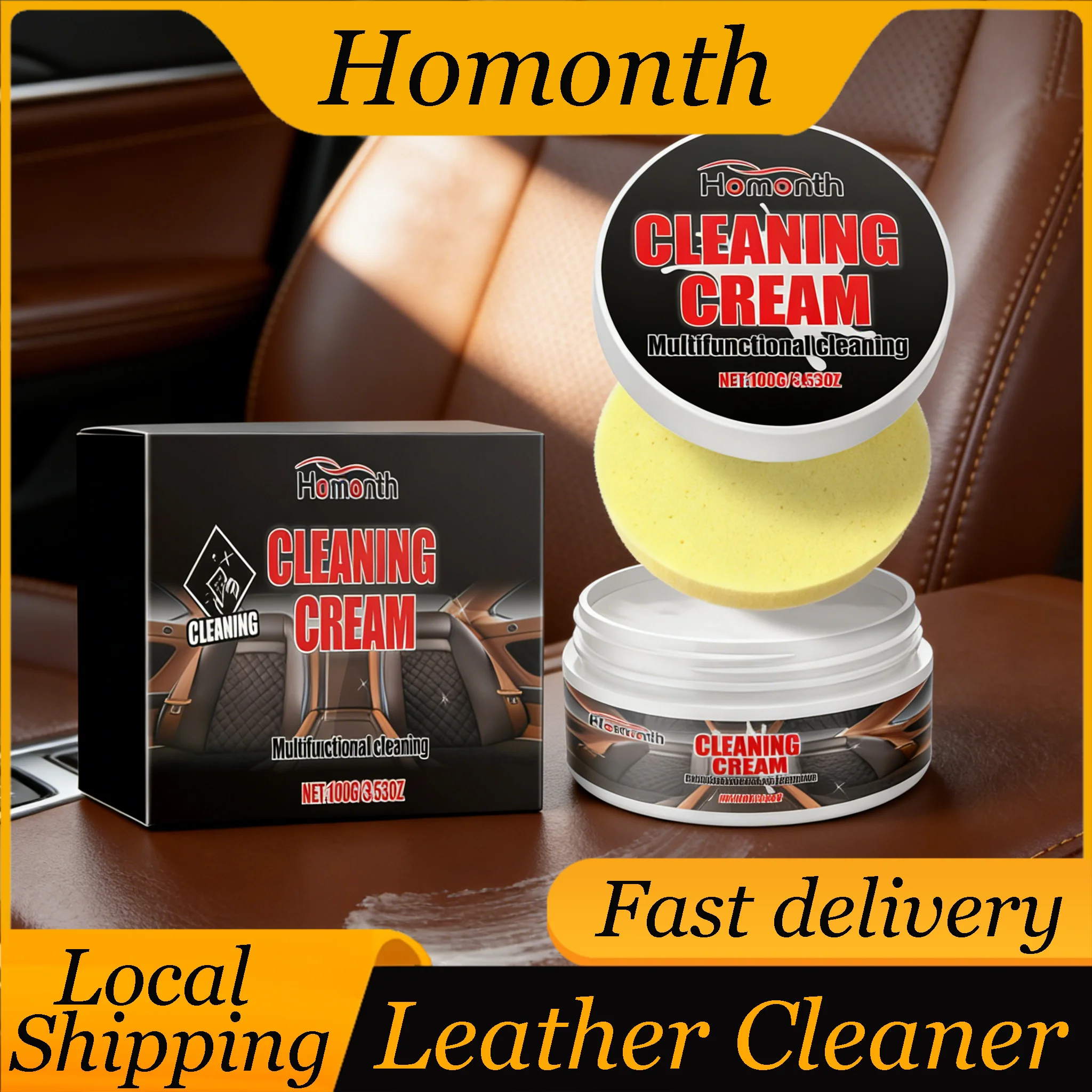 

Homonth Car Leather Polish Cream Cleaning Dirts Restoring Gloss Repair Scratch Protect Leather Nourish Maintain Interior Paste