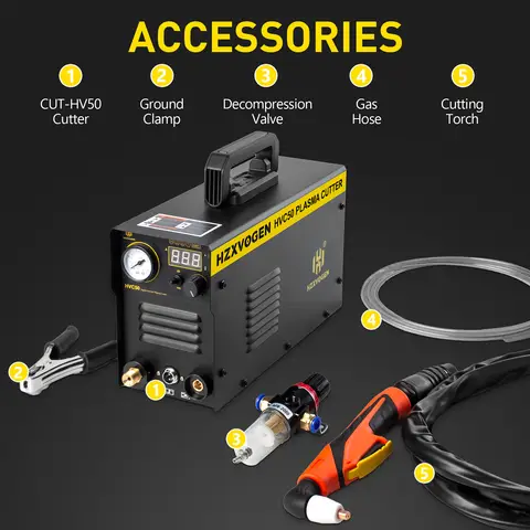 HZXVOGEN HVC50 에어 HF 플라즈마 절단기 용접기, IGBT 인버터, 220V 45A 플라즈마 절단기, 알루미늄 스테인리스 스틸 절단