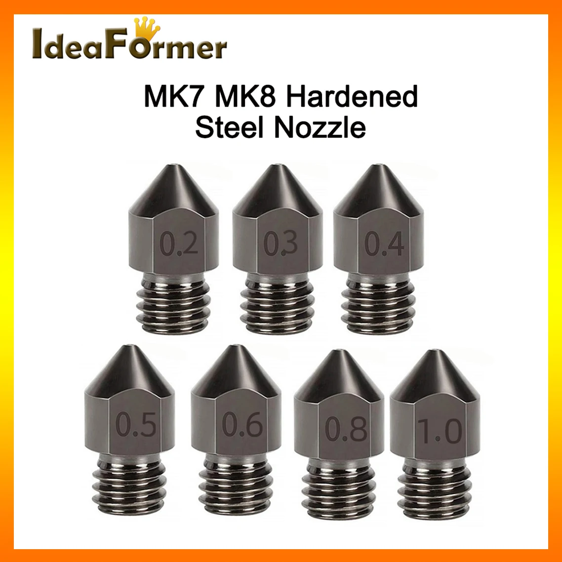 

IdeaFormer MK7 MK8 Super Hard Steel Nozzle Mold Corrosion-Resistant Extruder M6 Threaded 1.75MM for Ender 3 CR10 Ender 3 PRO