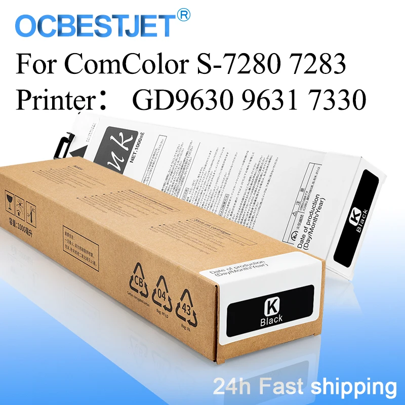 

OCBESTJET Riso S-7280 7283 Ink Cartridge For Riso Comcolor GD9630 9631 7330 With One Time Chip Compatible Ink Cartridge 1000ml