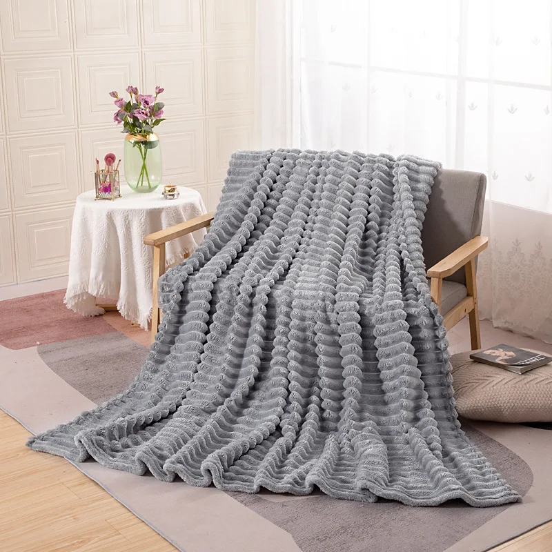 Nordic Throw Blanket for Bed Fluffy Plaid Blankets On The Sofa Solid Color Bedspreads Decorative Coral Fleece Blankets Pet 45x65