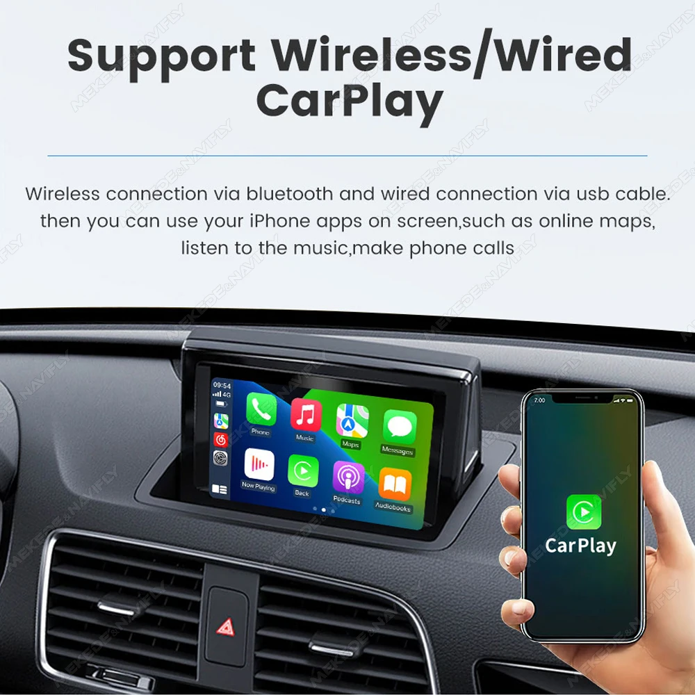 Boîtier décodeur d'interface de mise à niveau d'écran OEM MEKEDE CarPlay Android Auto pour Audi A1 Q3 2012-2018 MMI 2G Mirror Link Caméra de recul