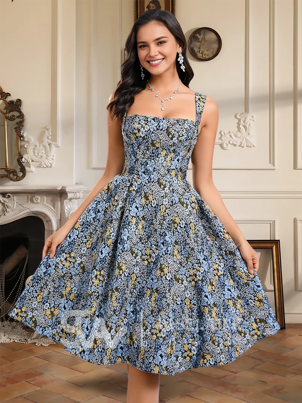 

Платья для встречи выпускников 2025 Женское элегантное жаккардовое платье трапециевидной формы длиной до колена Коктейльное выпускное вечернее бальное платье с бантом