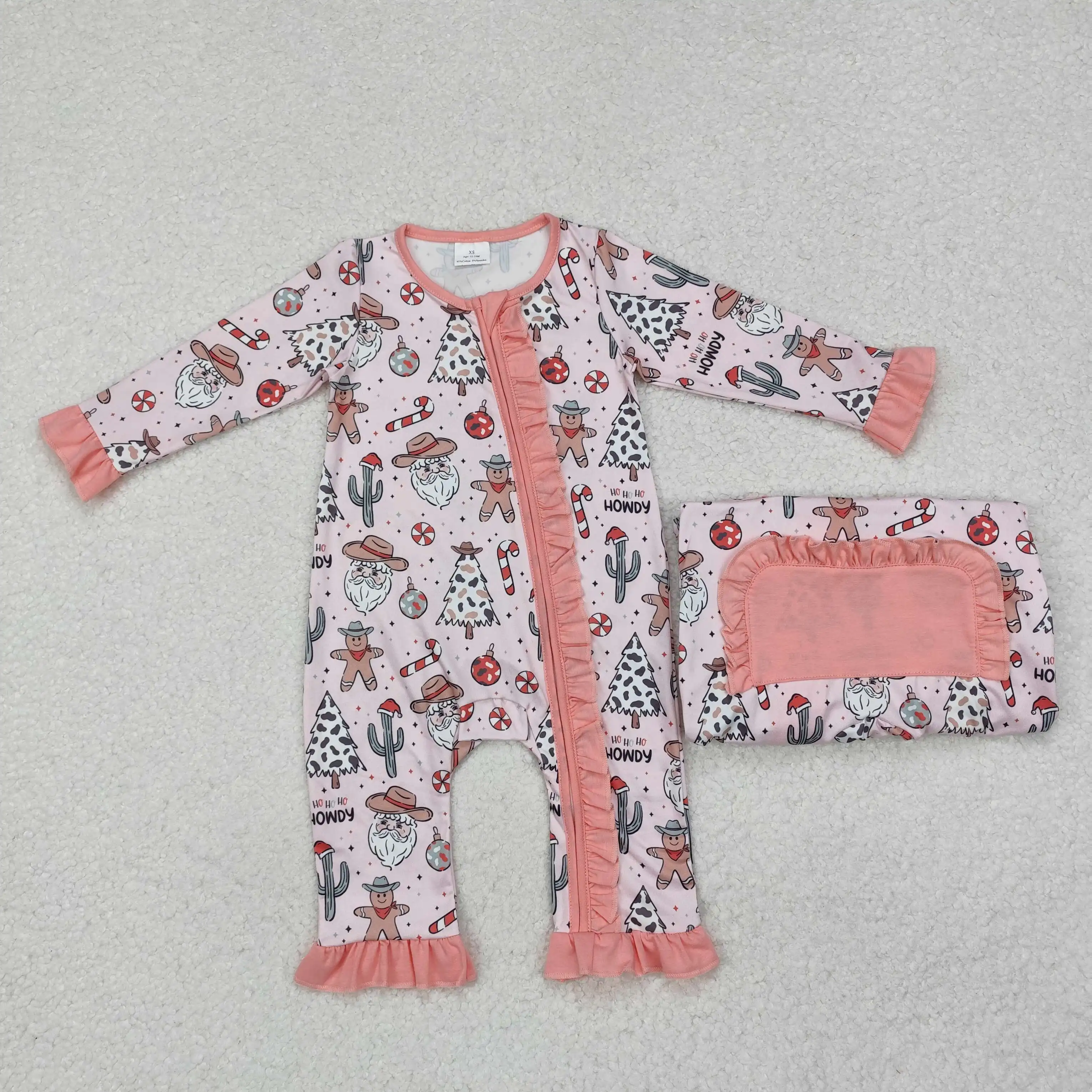 

2024 baby onesie baby girl howdy print long-sleeved onesie baby girl winter romper