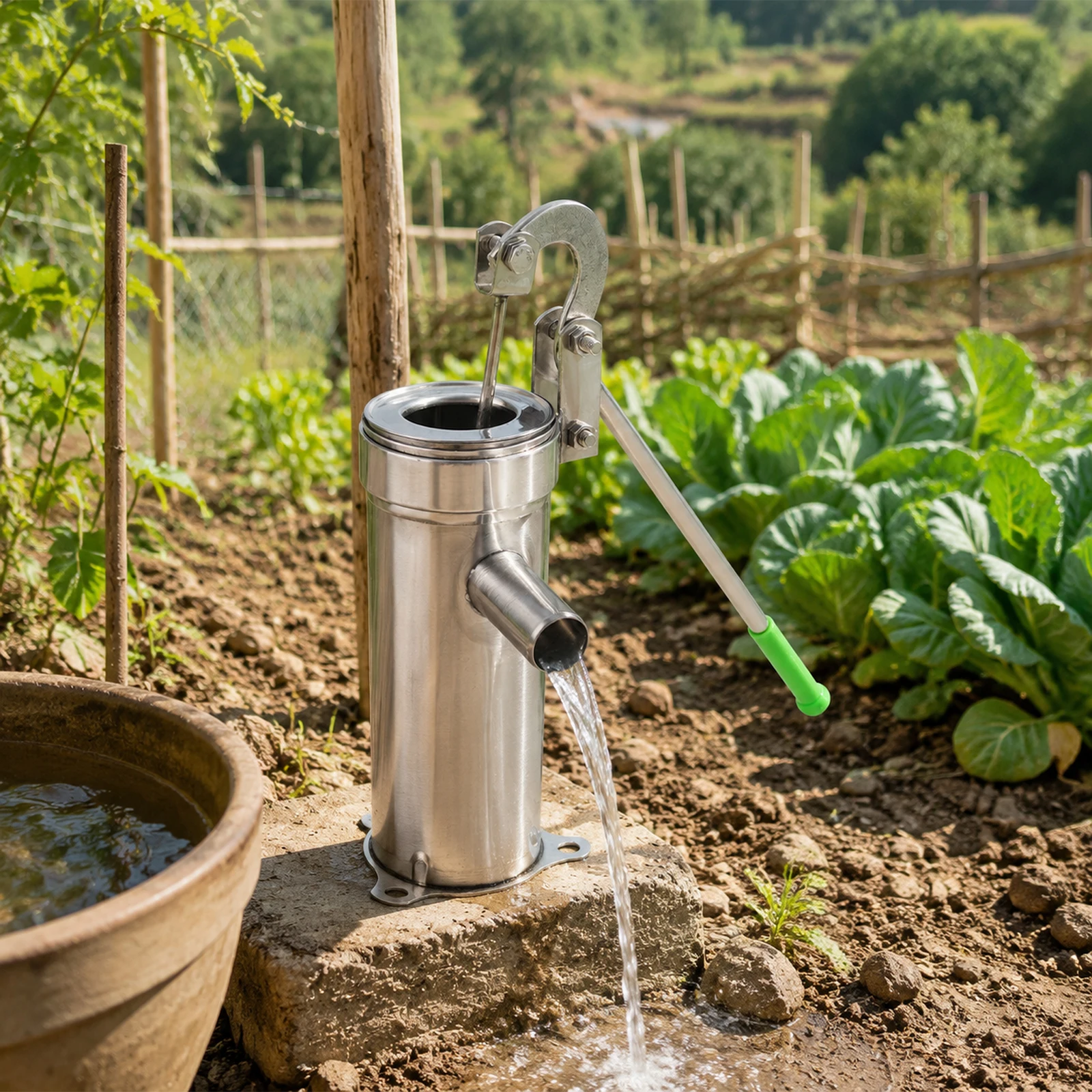 Manuelle Wasserpumpe aus Edelstahl für den Haushalt, Handschüttel-Saugpumpe – Detail 2