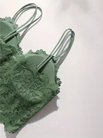 4pcs Women'S Sexy Lace Bra & Panty Set, Breathable & Comfortable, Removable Bra, Stretchy Lingerie Set 5