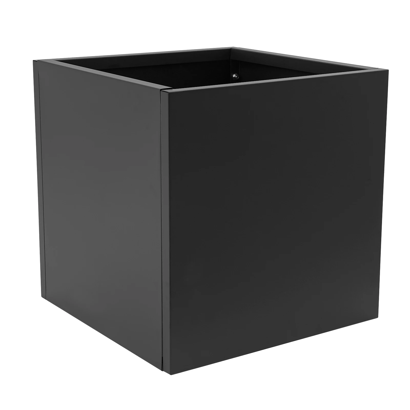 Black Cube Planter Box, Indoor Outdoor Planter, Square Outdoor Planter Thickened Steel Boards for Gardens, Entrances, Patios