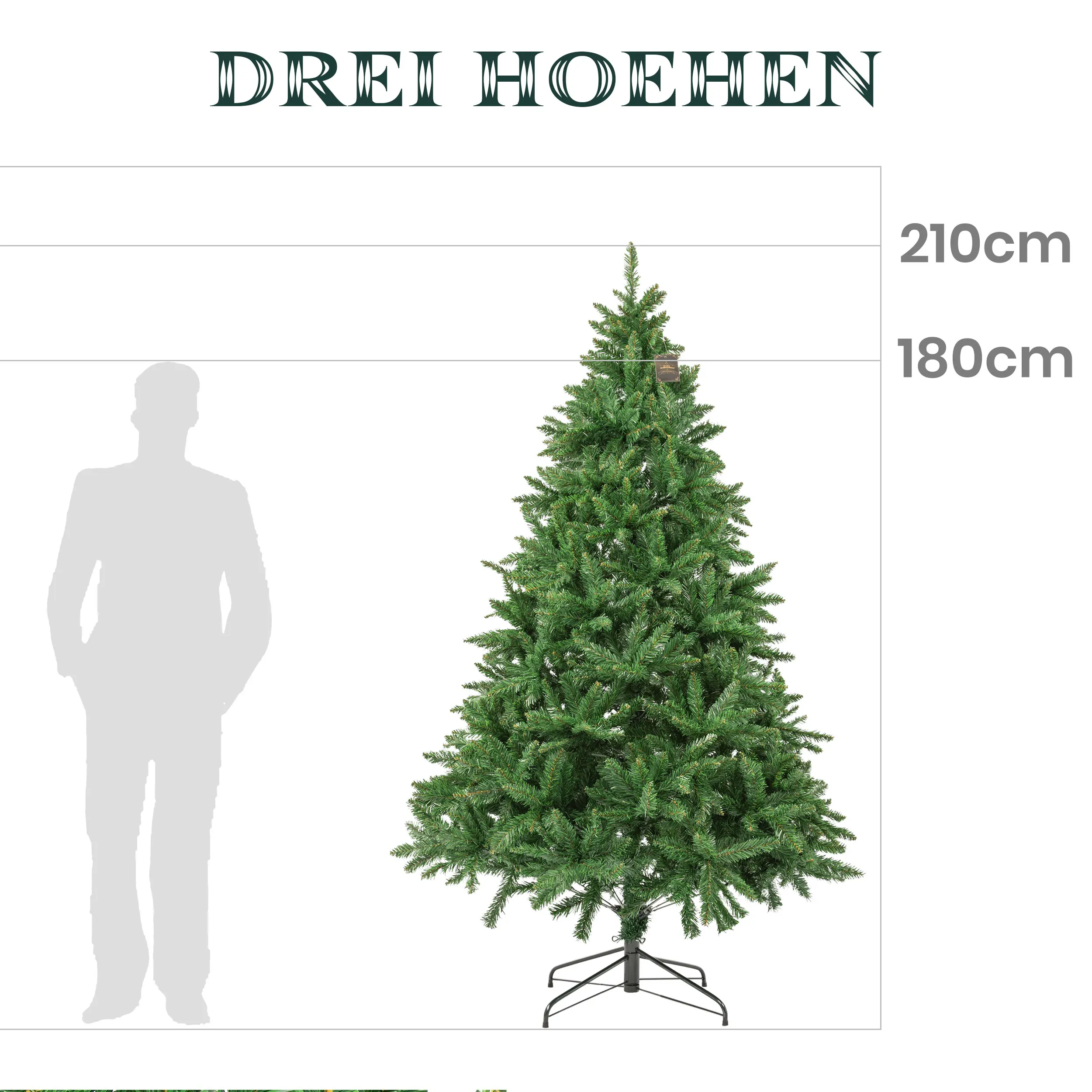 180 cm künstlicher Weihnachtsbaum aus PVC mit 1205 Spitzen, Metallständer, faltbare, einfach zu montierende Bäume, Neujahrs-Party-Dekoration für den Innenbereich – Detail 5