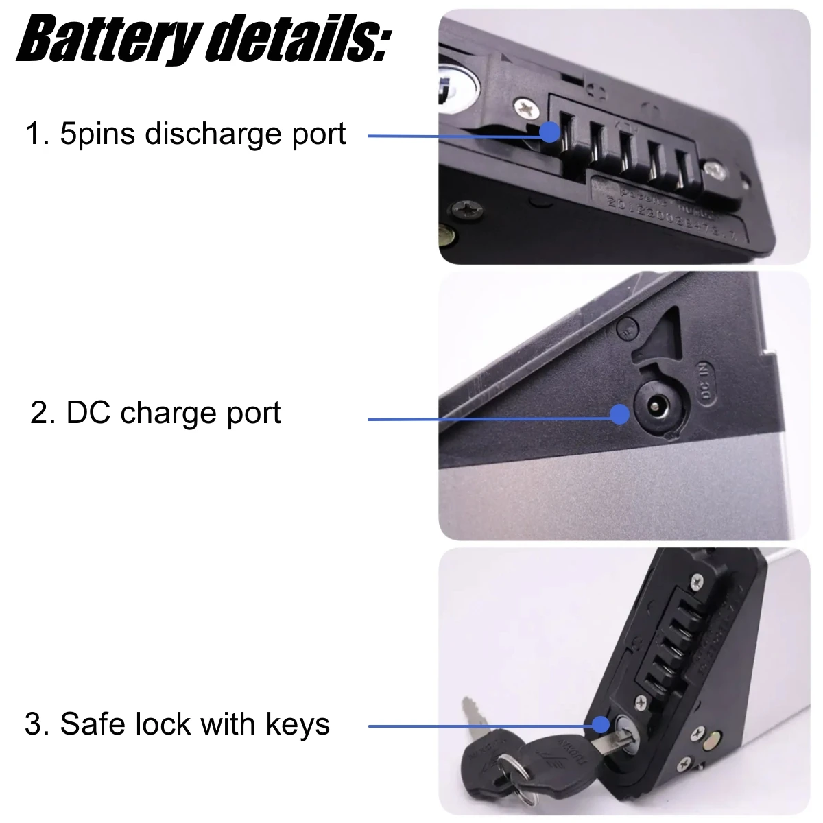 DCH-015 48V 10Ah 12.8Ah 14Ah Built-in Folding Electric Bike Battery for GORTAT HRTC G100 Wallke X3 Pro 48V Ebike Batteries