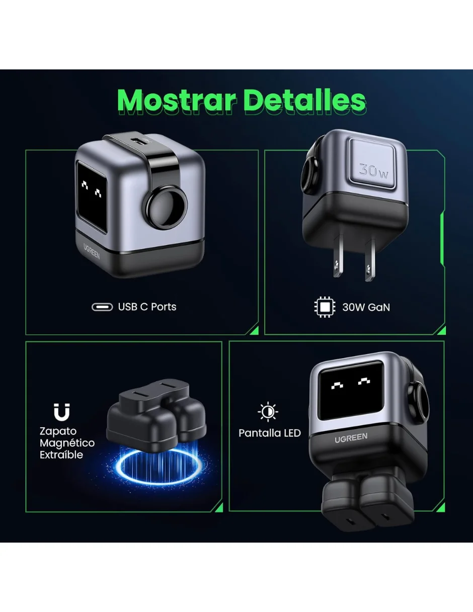 Ugreen Nexode 65W Type C شاحن Ganrobot سريع الشحن باللون الأسود #4