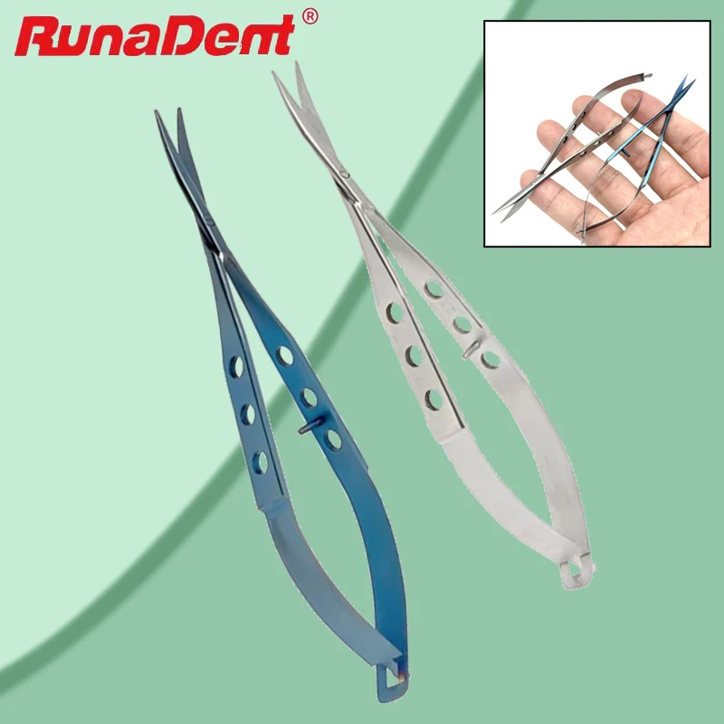 

Medical Scissors Conjunctival Blunt Curved Tip Titanium Coated for Precision Dental Surgery & Ophthalmic Operation Tools