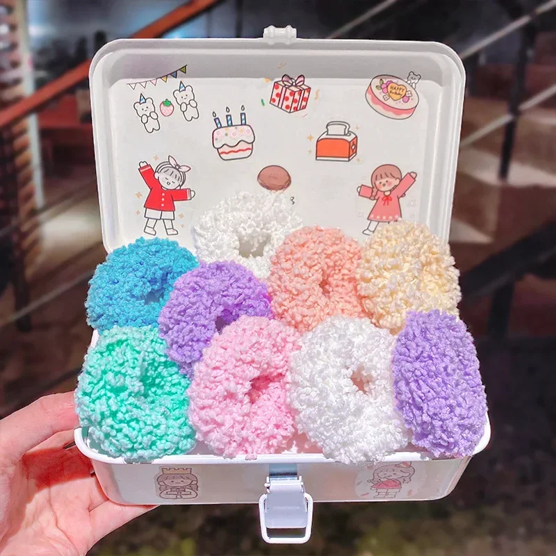 Kobiety pluszowe Scrunchies kolorowe Luminous Hairband dziewczyny kucyk nakrycia głowy moda akcesoria do włosów elastyczne gumki do włosów narzędzia — zdjęcie 2