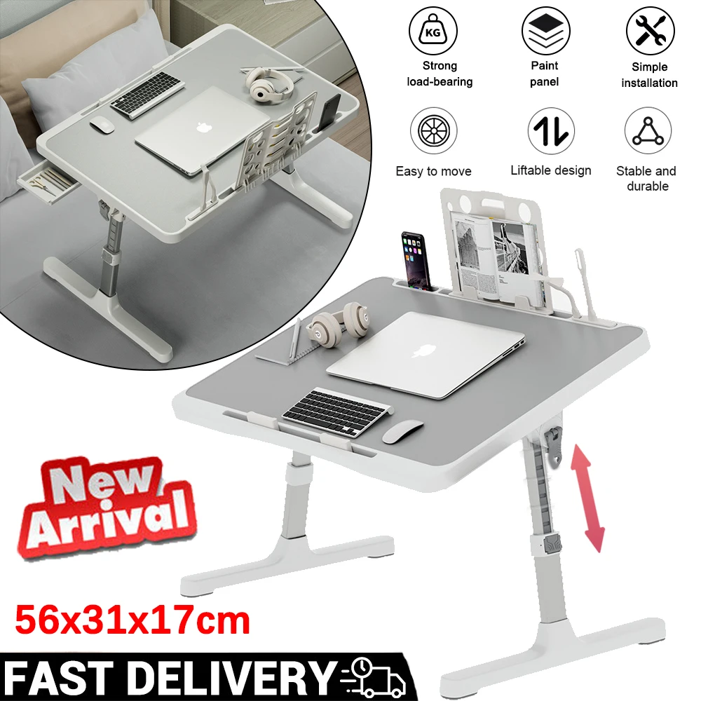 Table de bureau mobile pour ordinateur portable, table pliable réglable en hauteur de 26 à 36 cm, table de lit pliable pour ordinateur portable, réglable en hauteur de 26 à 36 cm, table mobile pour ordinateur portable avec réglage de 0 à 180° °   Table d'ordinateur portable inclinable et portable pour la maison, le bureau et les voyages, réglable en hauteur, pliable, pour lit