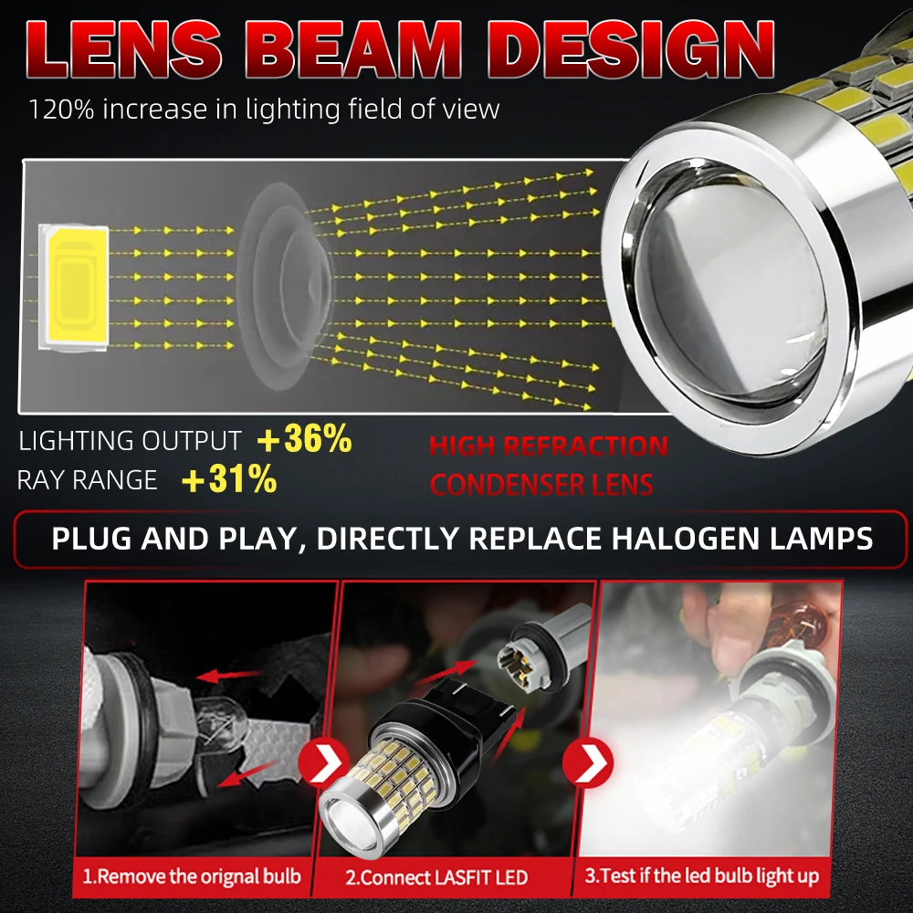 

For Acura RL 1996-2004 White LED Projector Reflector Lens 7443 W21/5W T20 High Brightness LED Brake Lights