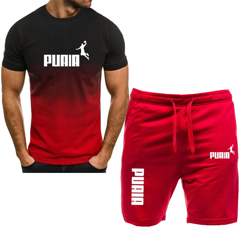 Ropa deportiva a la moda para hombre, camiseta informal, pantalones cortos, traje para correr, transpirable, de secado rápido, traje de manga corta, 2024