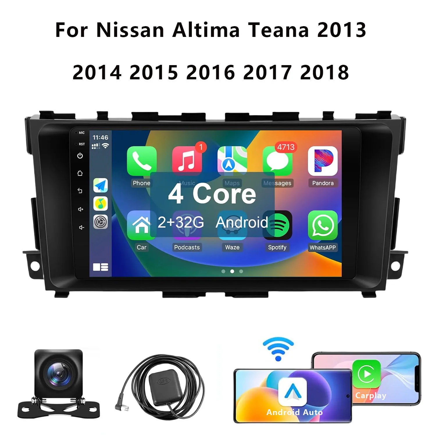 

9 Inch Wireless Car Stereo for Nissan Altima Teana 2013-2018 HD Touchscreen Car Video Player with Backup Camera GPS WIFI 2G+32G