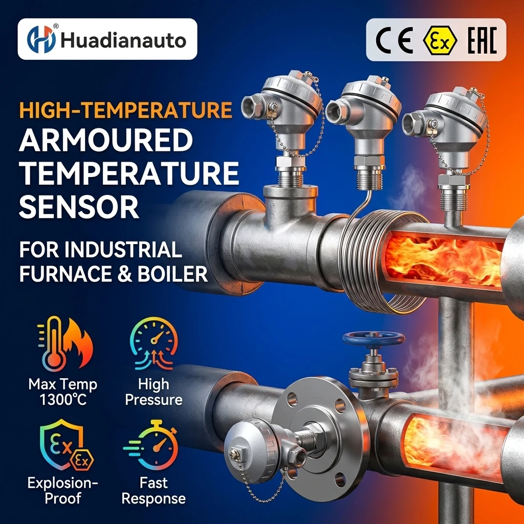 Armored K Type Thermocouple Temperature Sensor 0-1300℃ Bendable Stainless Steel Probe High Temperature for Industrial Furnace Bo