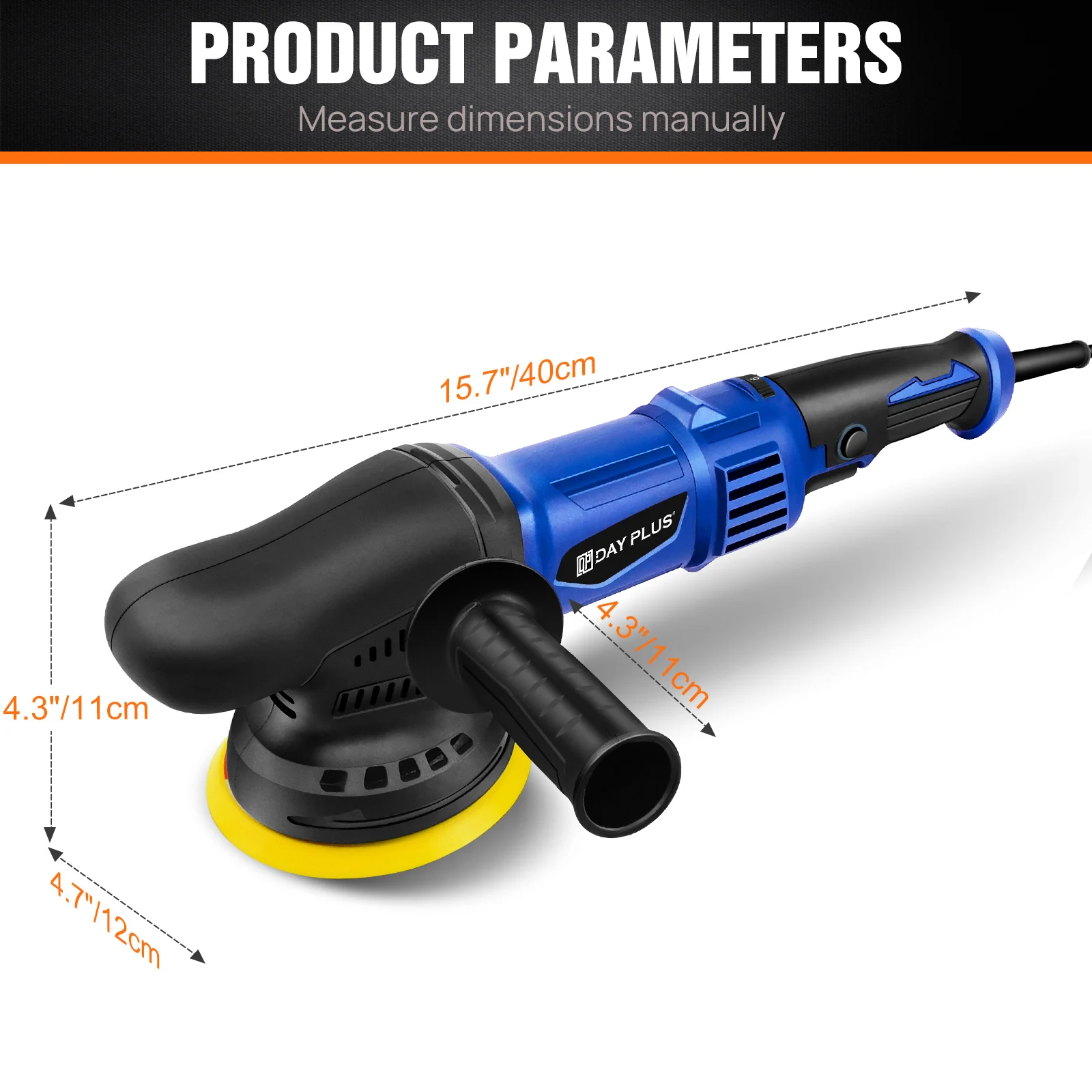 920W Dual-Action-Autopolierer mit abnehmbarem Griff für Boot- und Autopolitur und Wachsen, Rotationspolierer mit 6 variablen Geschwindigkeiten und 2 Arten von Pads