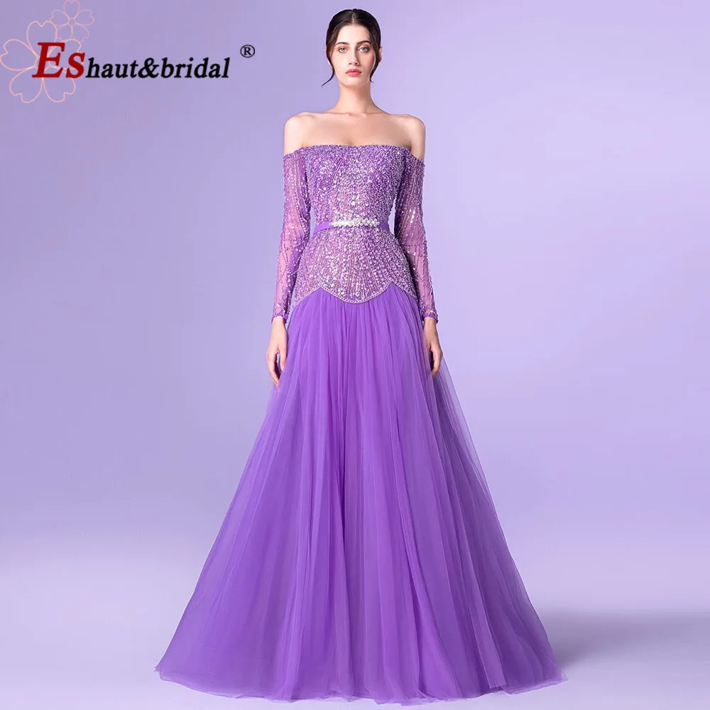 

Luxury Pearls Dubai Evening Dress for Women 2025 Elegant High Neck Aline Long Sleeves Formal Prom Wedding Party Gowns Customized