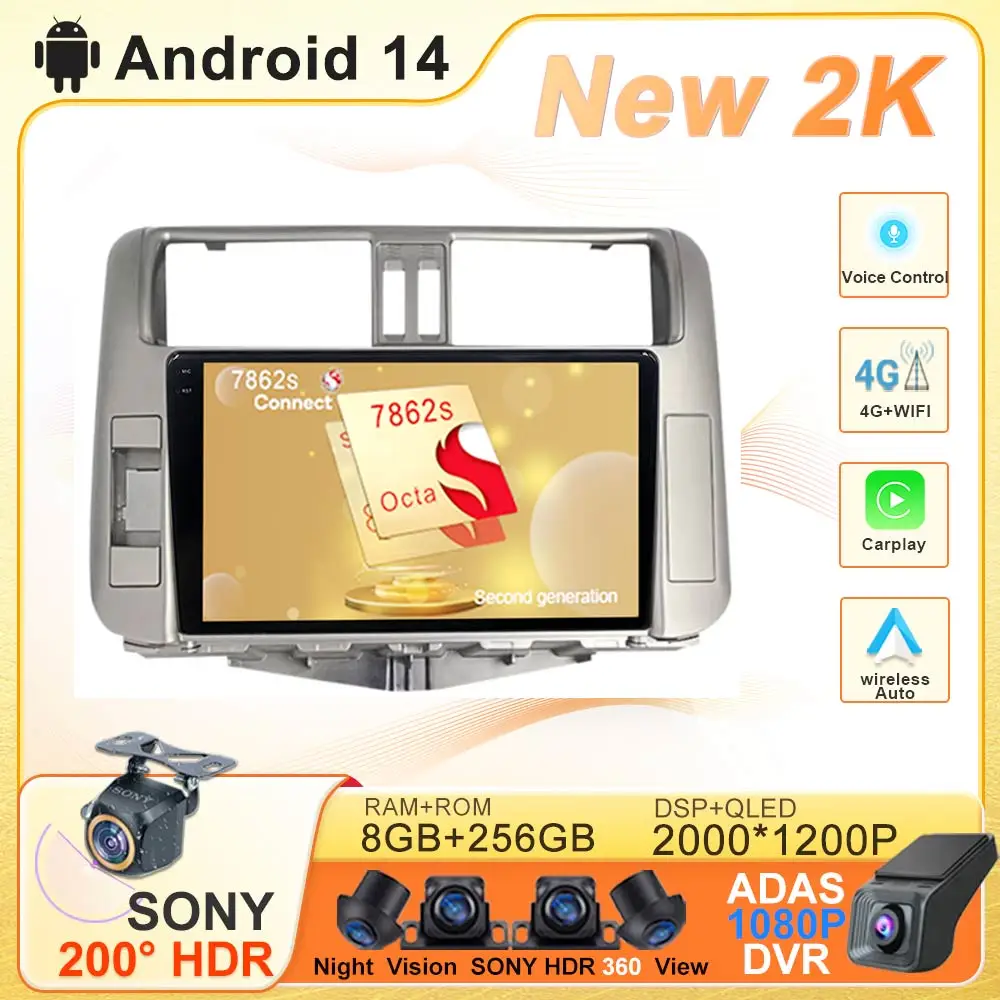 

Авто радиоприемник Android 14, для Toyota Land Cruiser Prado 150 2010 2011 2012 2013, мультимедийный GPS DVD-навигатор, головное устройство, сенсорный экран